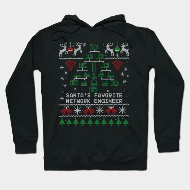 Santa's Favorite Network Engineer Christmas for IT Professionals Hoodie by NerdShizzle